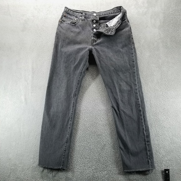 Levis 501 Jeans Womens 31 Gray Skinny Button Fly Dark Wash High Rise Denim - Picture 1 of 11